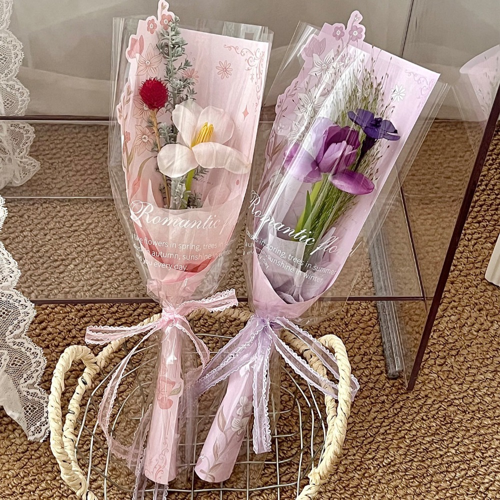 Florist Supply House - 10Pcs Tas Kemasan Bunga Transparan Dengan