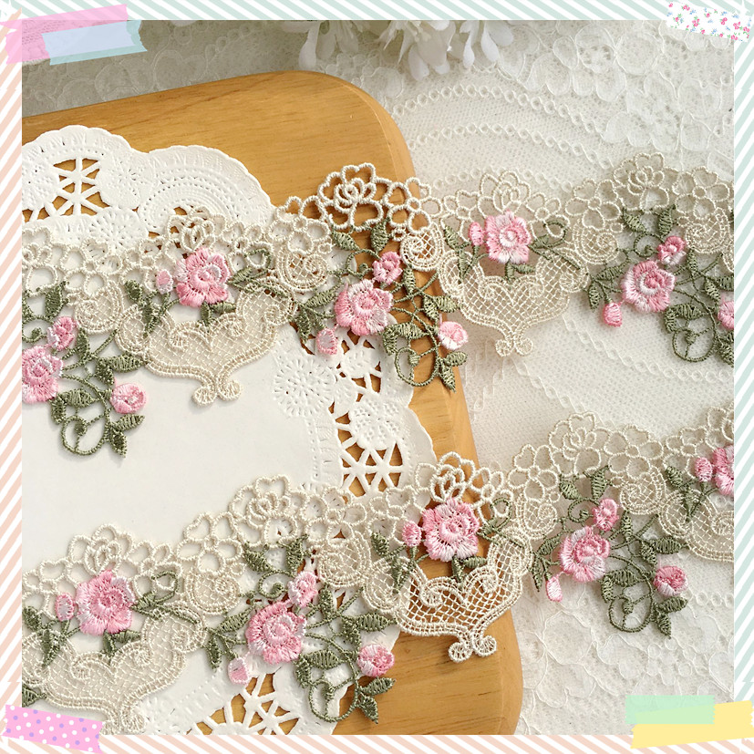 Floral Tape Green - 1yard 6cm lebar Pink Hijau renda