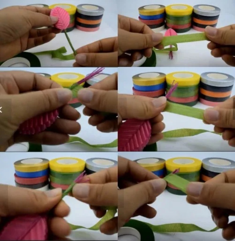 5PCS 30 Yard Pita Kertas Bunga - Floral Tape Green ulasan dan harga