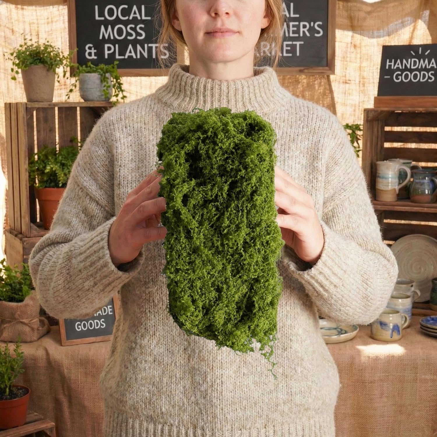Alas Meja Lumut Buatan Hijau T - Preserved Moss Sheet ulasan dan harga